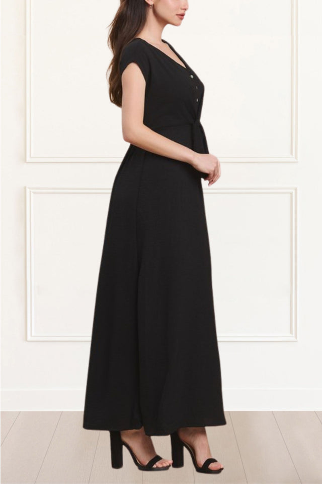 Sierra Maxi Dress V-Neck Front Tie Cap Sleeves