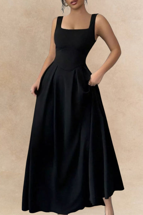 Alixe Sleeveless A-Line Maxi Dress with Square Neckline