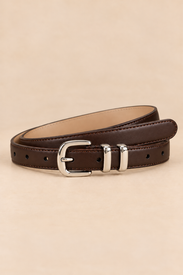 Ceinture Fine Boucle Argentée