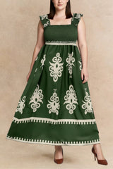Larissa Smocked Printed Wide Strap Maxi Dress
