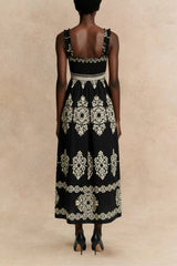 Larissa Smocked Printed Wide Strap Maxi Dress