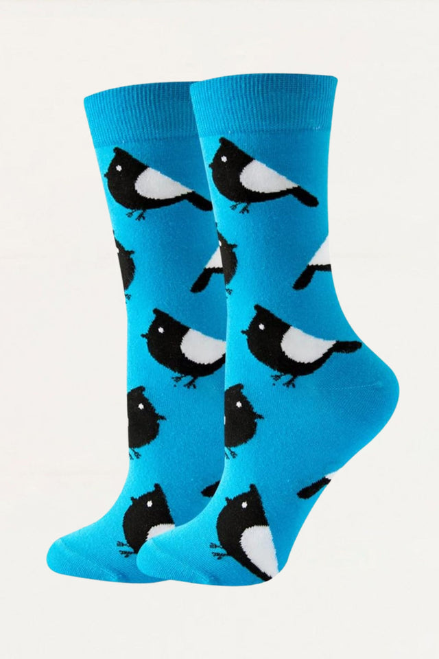 Socks Birds Motif Blue