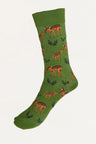 Socks  Motif Deers Fawn Green