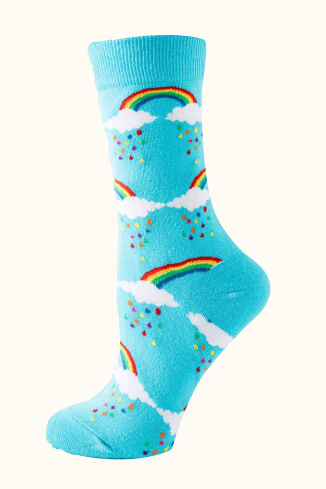 Socks Rainbow Clouds Motif