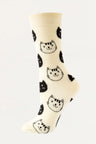 Socks Cats Motif Beige