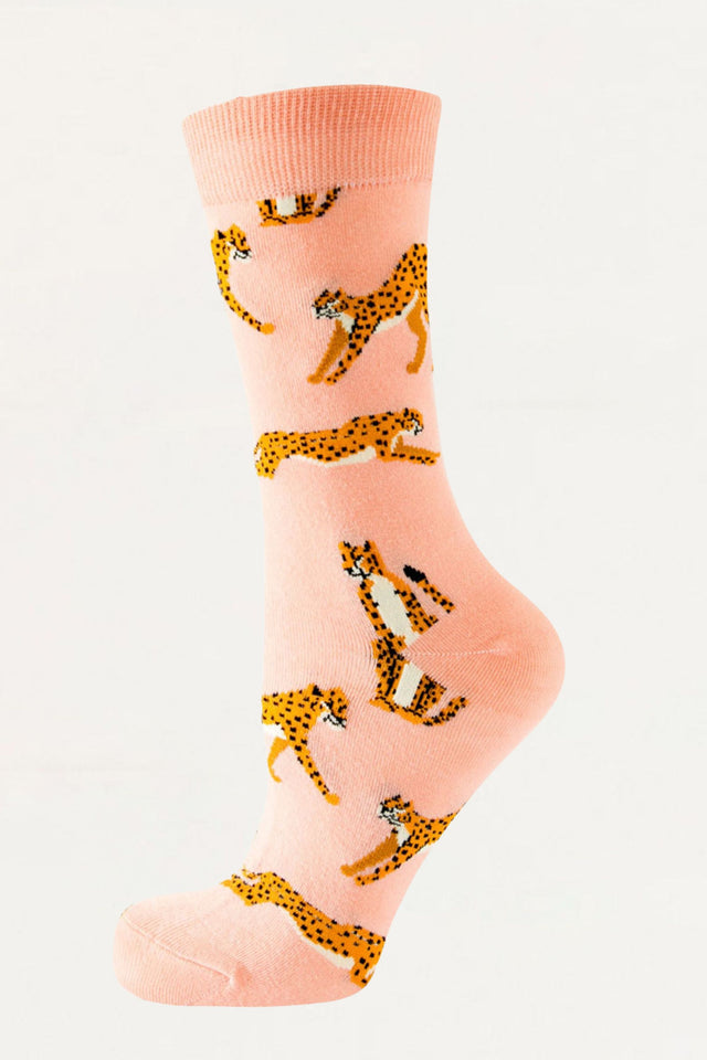 Socks Cheetah Motif Pink