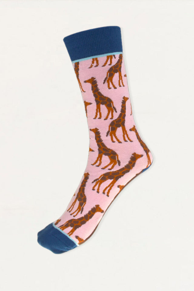 Socks Giraffe Motif Pink