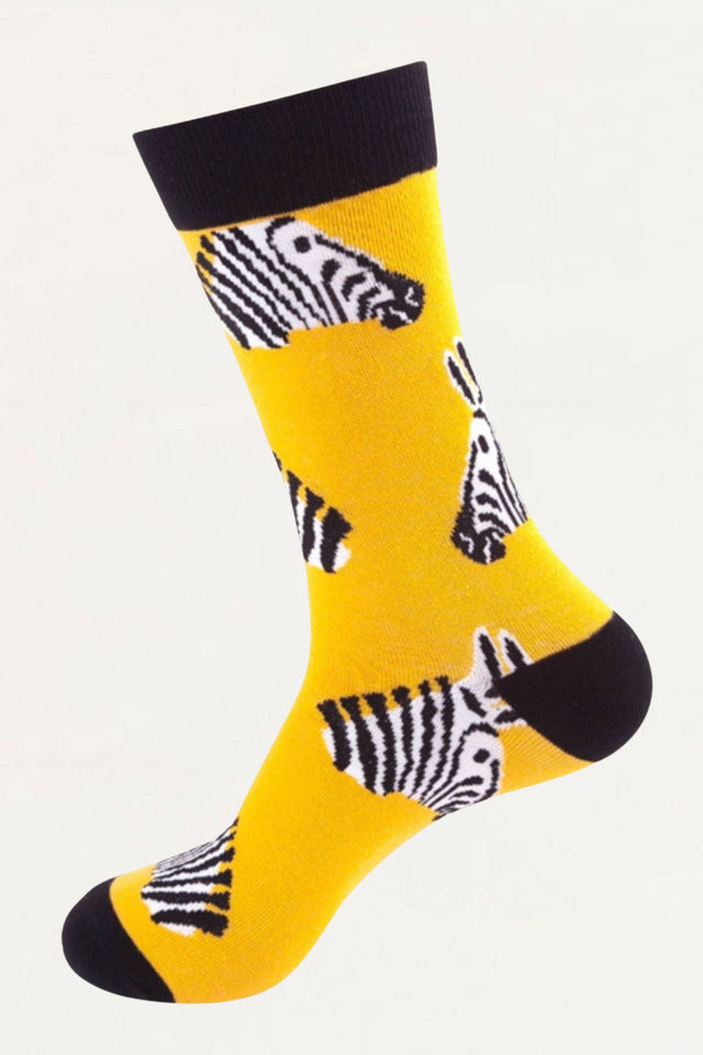 Socks Zebra Heads Motif Yellow