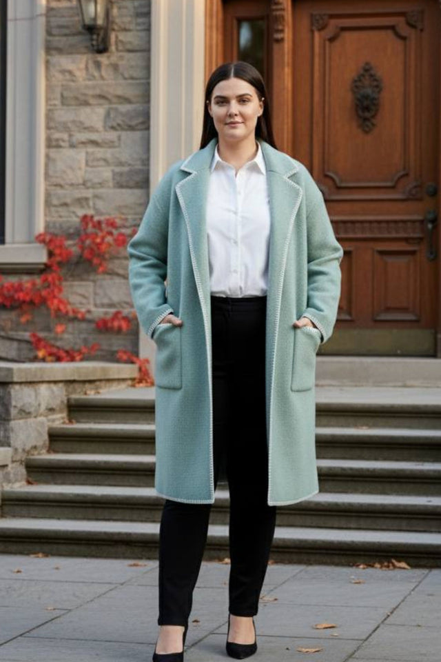 Solana Veste Tricot Coutures Contrastées Poches Femme