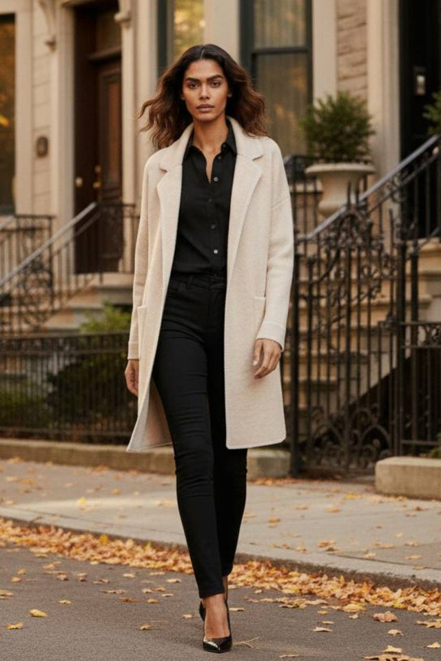 Solana Veste Tricot Coutures Contrastées Poches Femme