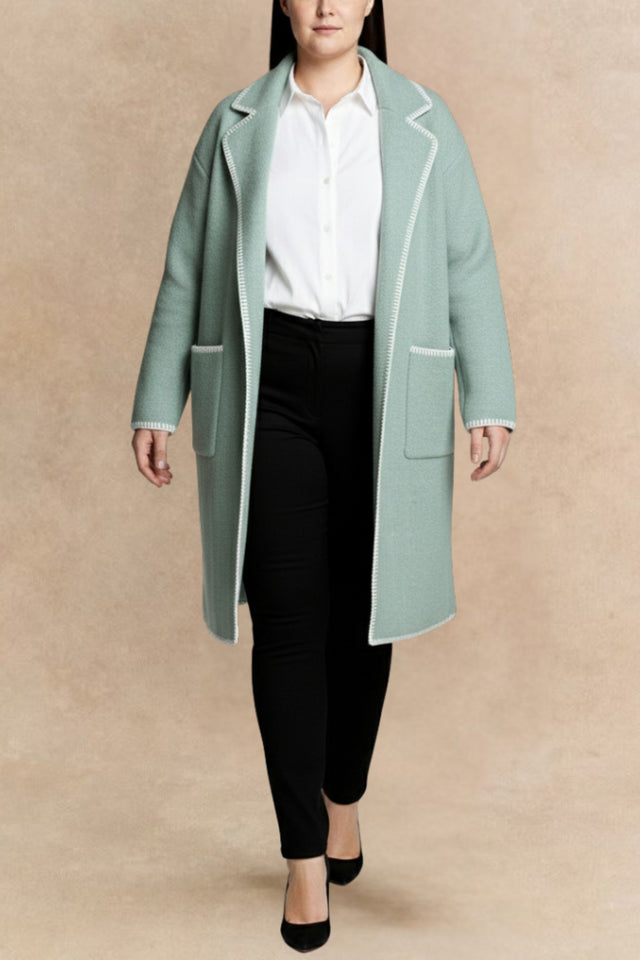 Solana Veste Tricot Coutures Contrastées Poches Femme