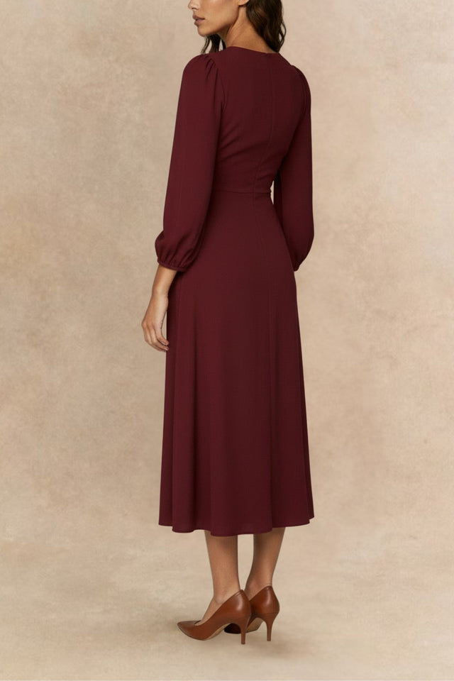 Irène Square Neck Button-Front Midi Dress