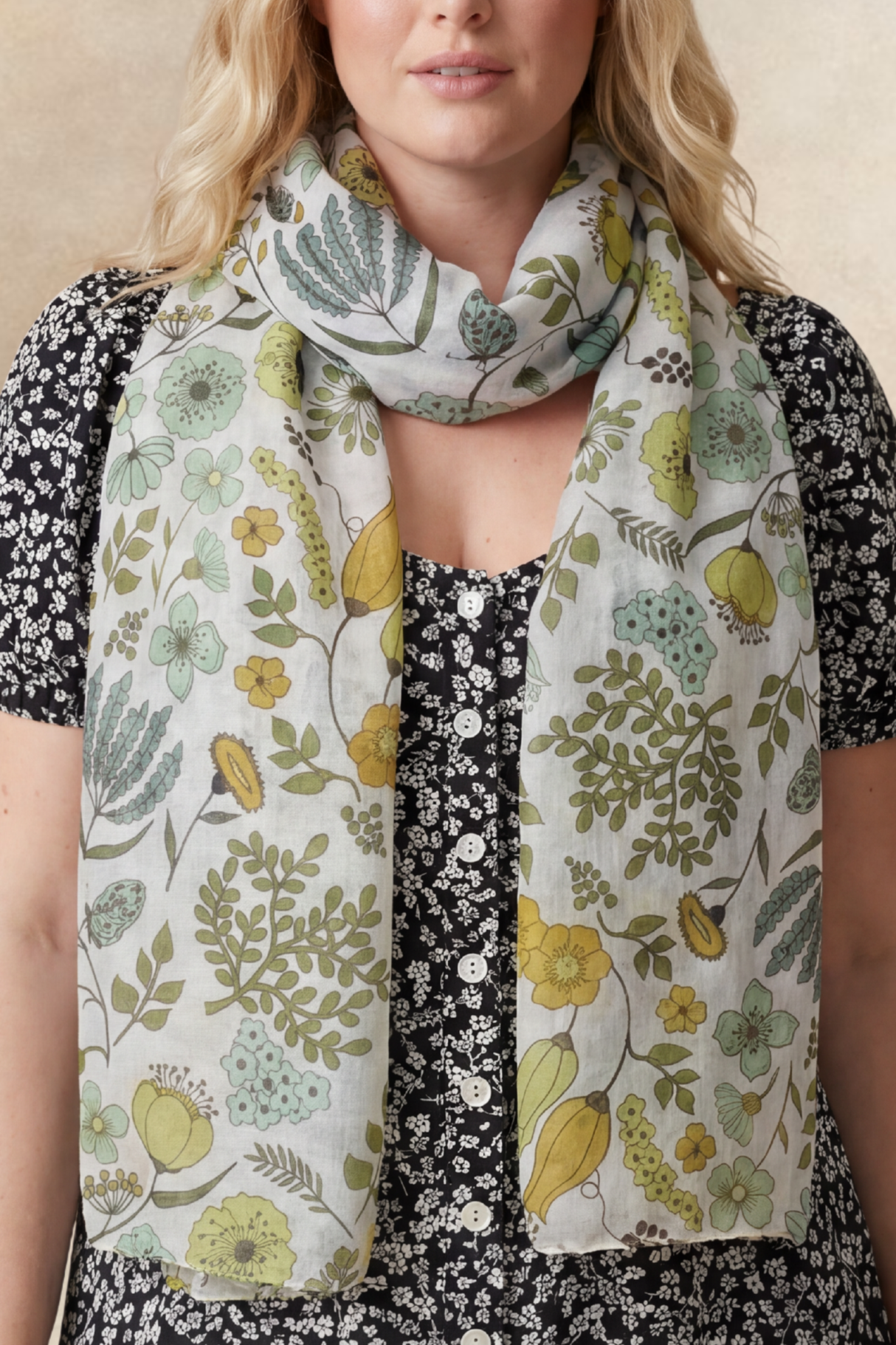 Foulard Plantes Forêt Blanc