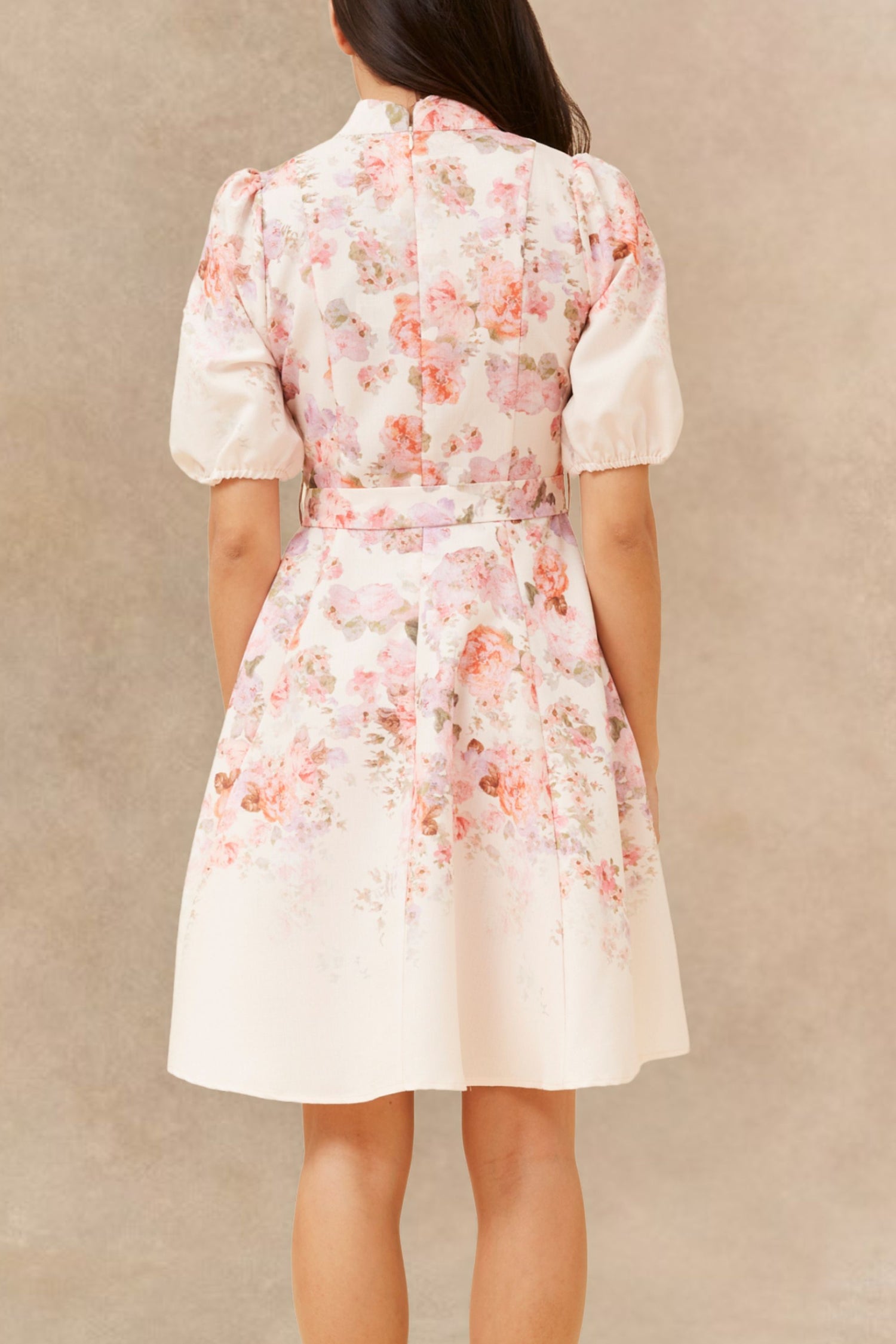 Sonia Robe Blanc Cassé Style Vintage Imprimé Fleuri