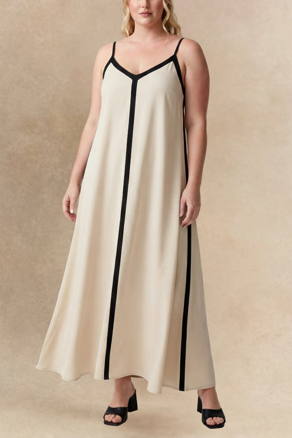 Svetlana Robe Longue Bordure Contrastante