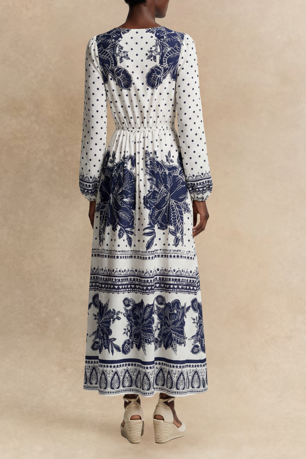Sydney Robe Longue Imprimée Fleurie Manches Longues