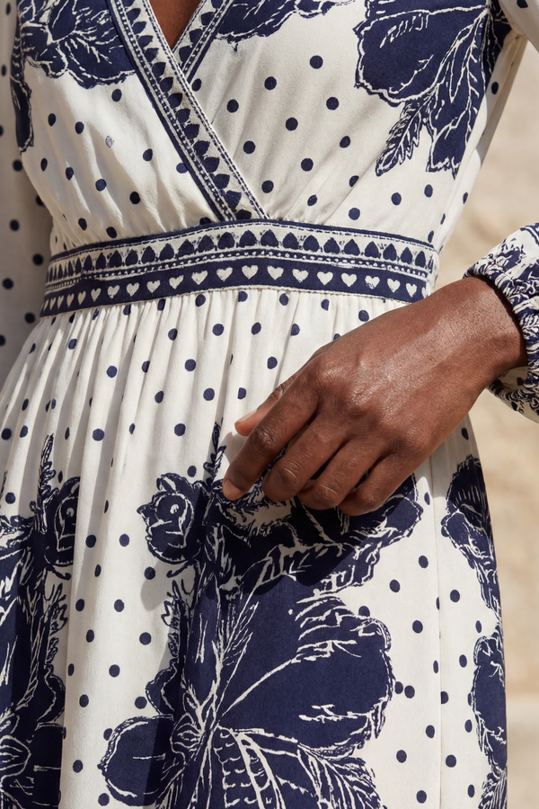 Sydney Robe Longue Imprimée Fleurie Manches Longues