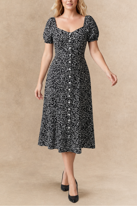 Sylvie Midi Dress On-Off Shoulders