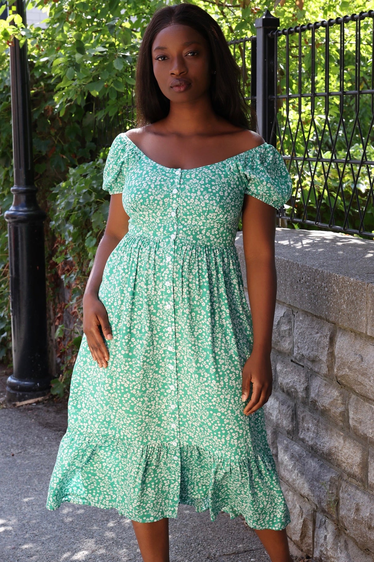 Sylvie Midi Dress On-Off Shoulders