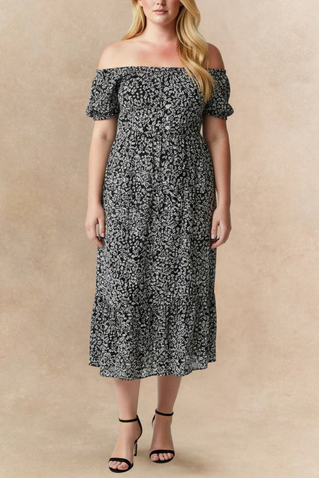 Sylvie Midi Dress On-Off Shoulders