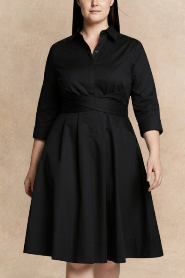 Tessa Elegant Shirt Dress 3/4 Sleeve Buttons