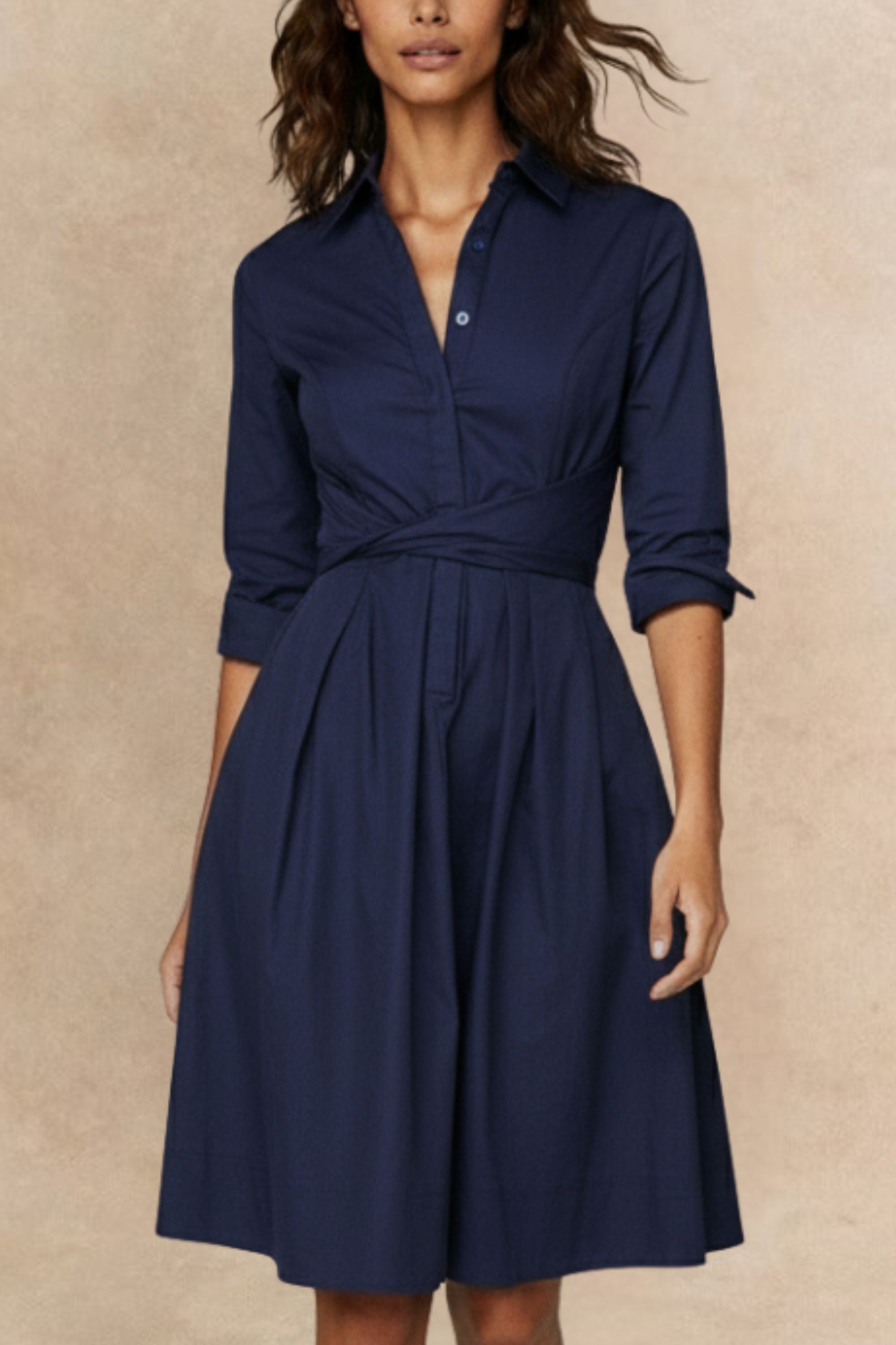 Tessa Shirt Dress Twist Waist Tie Pockets Cotton - Onze Montreal