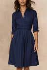 Tessa Elegant Shirt Dress 3/4 Sleeve Buttons