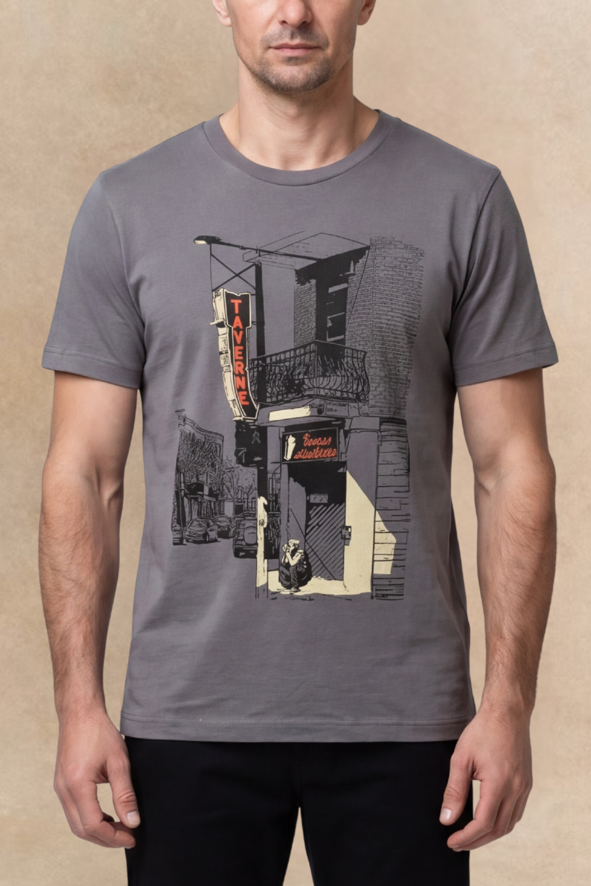 T-Shirt Taverne Homme Gris