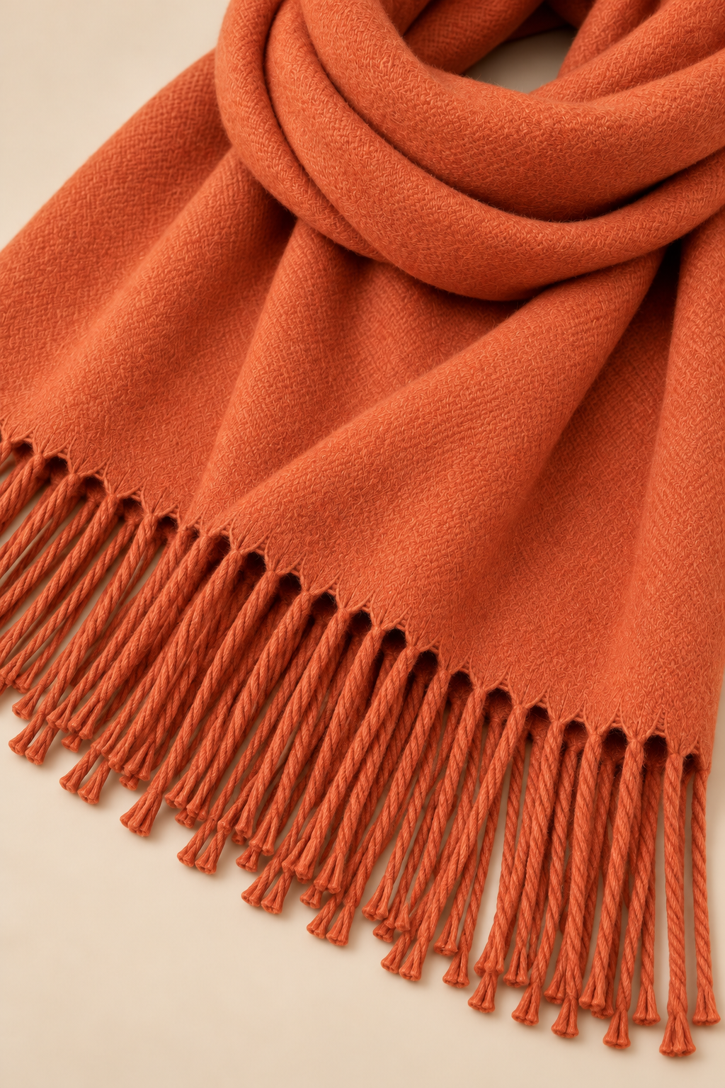 Orange Fringe Scarf