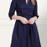 Tessa Shirt Dress Twist Waist Tie Pockets Cotton Navy - healthydessertscatering