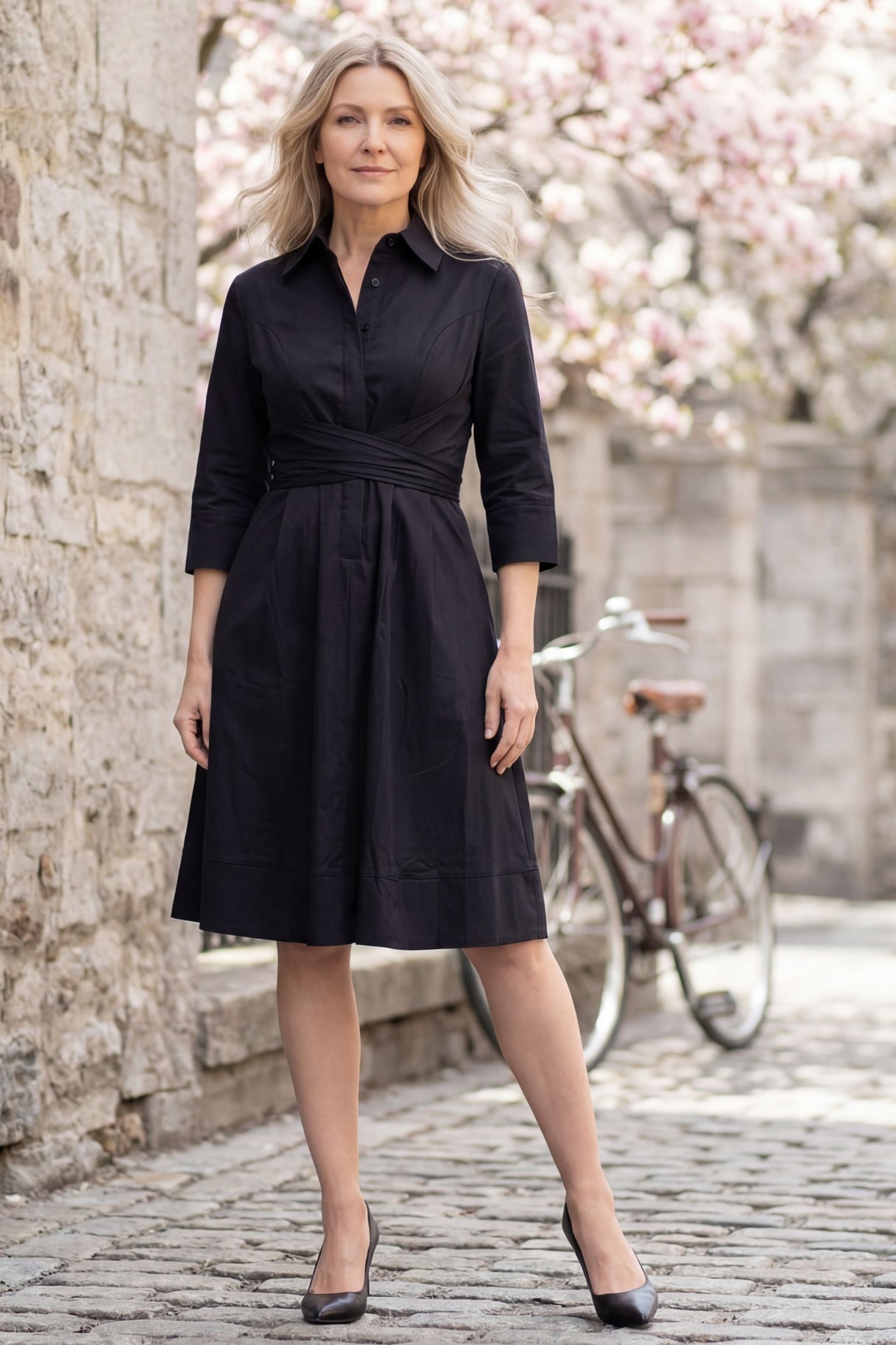 Tessa Robe chemise torsade devant coupe évasée 