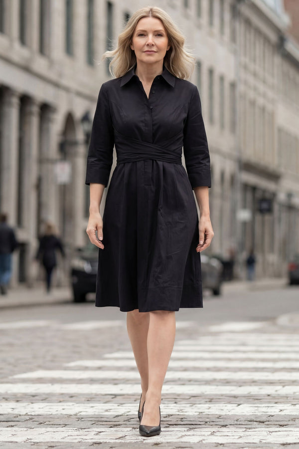 Tessa Robe chemise torsade devant coupe évasée 
