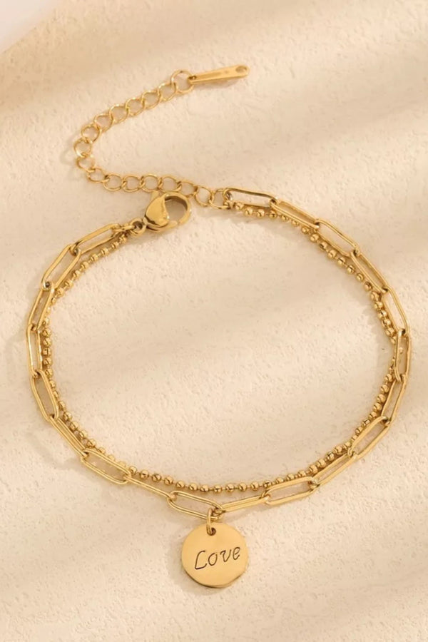 Thea Bracelet Breloques LOVE Plaqué Or 18 Carats