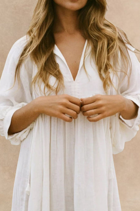 Robe Midi Fluide Col V