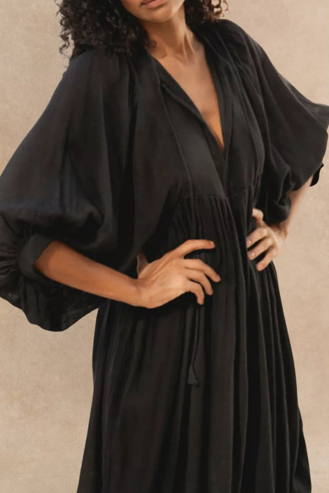 Robe Midi Fluide Col V