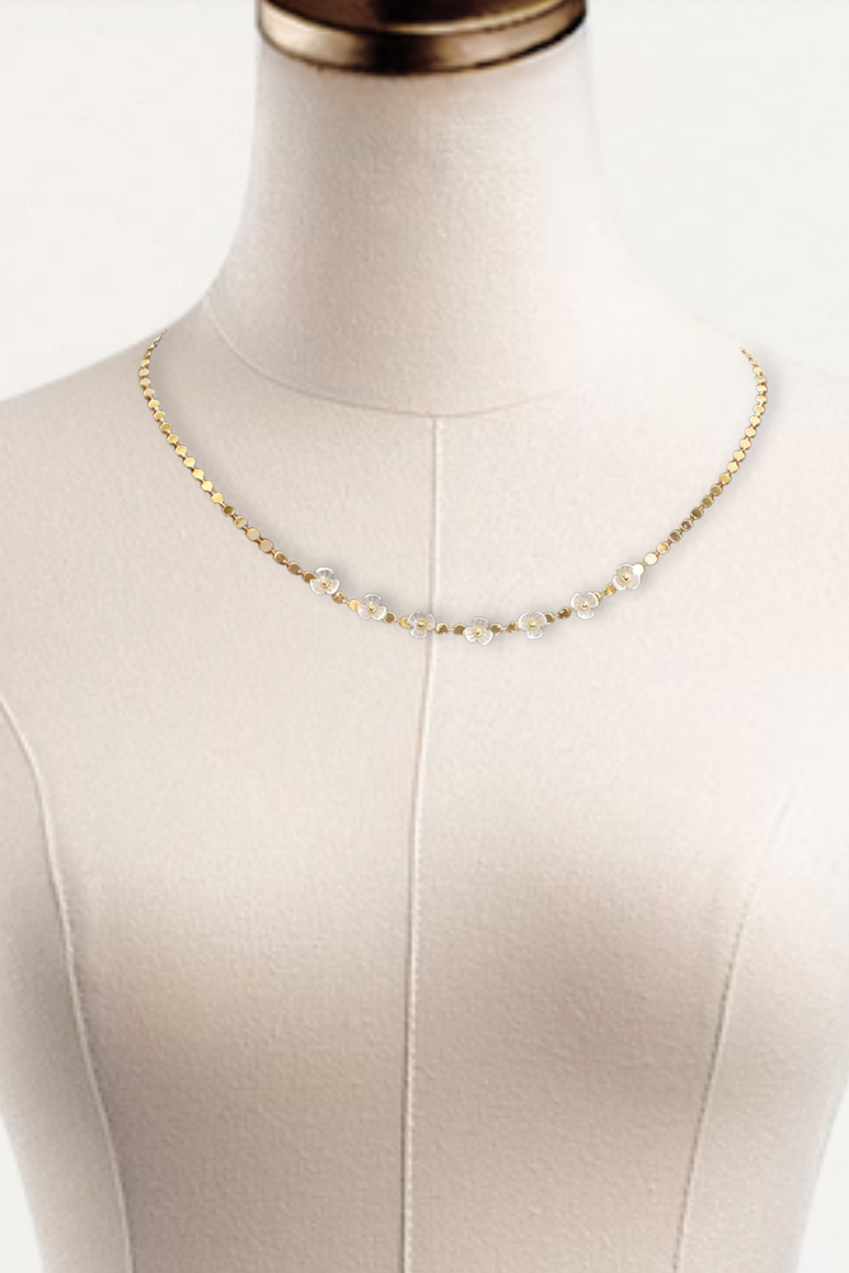 Collier chaîne à petites fleurs - Or