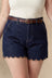 Uma Scalloped Hem Denim Shorts