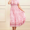 Ursula Midi Dress Fit & Flare Floral Print Pink - Onze Montreal