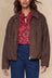 Valerie Brown Faux Suede Zip Oversize Jacket