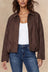 Valerie Brown Faux Suede Zip Jacket