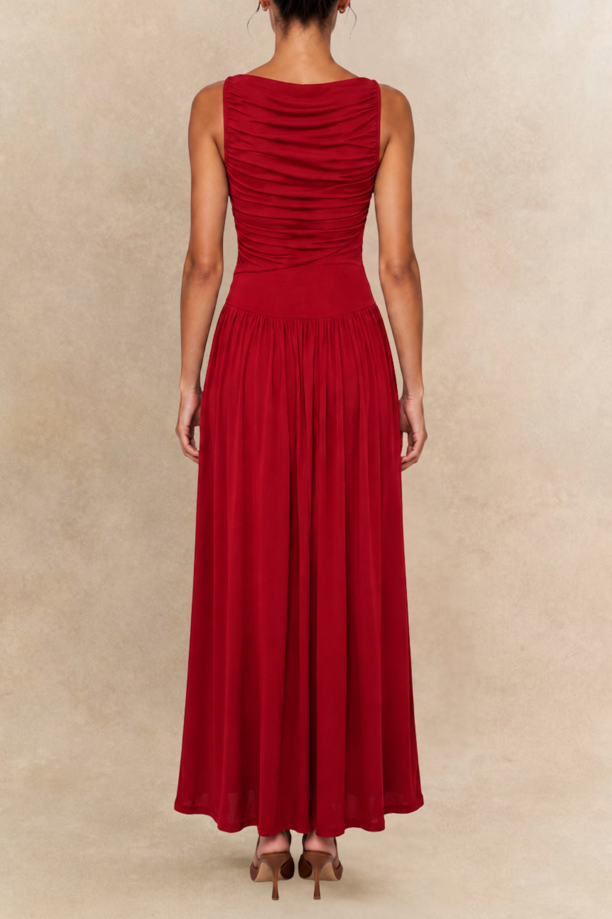 Vanessa Ruched Short Sleeves Maxi Dress