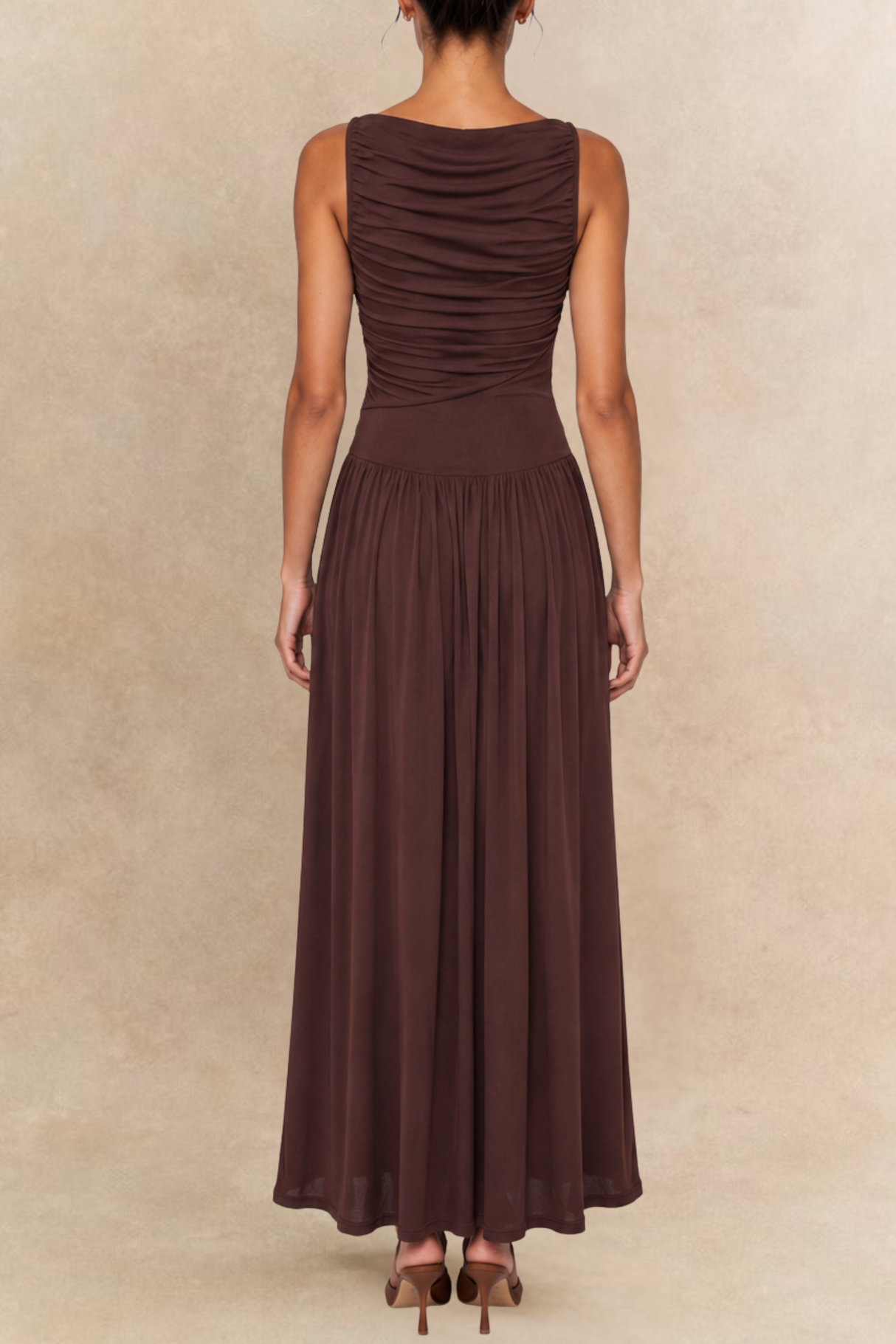 Vanessa Ruched Short Sleeves Maxi Dress
