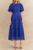 Vicatoria Robe Midi Dentelle Manches Bouffantes