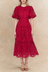 Vicatoria Robe Midi Dentelle Manches Bouffantes