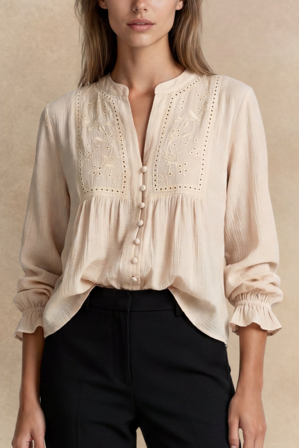 Whitney Chemise Boutonnée Détails Brodés