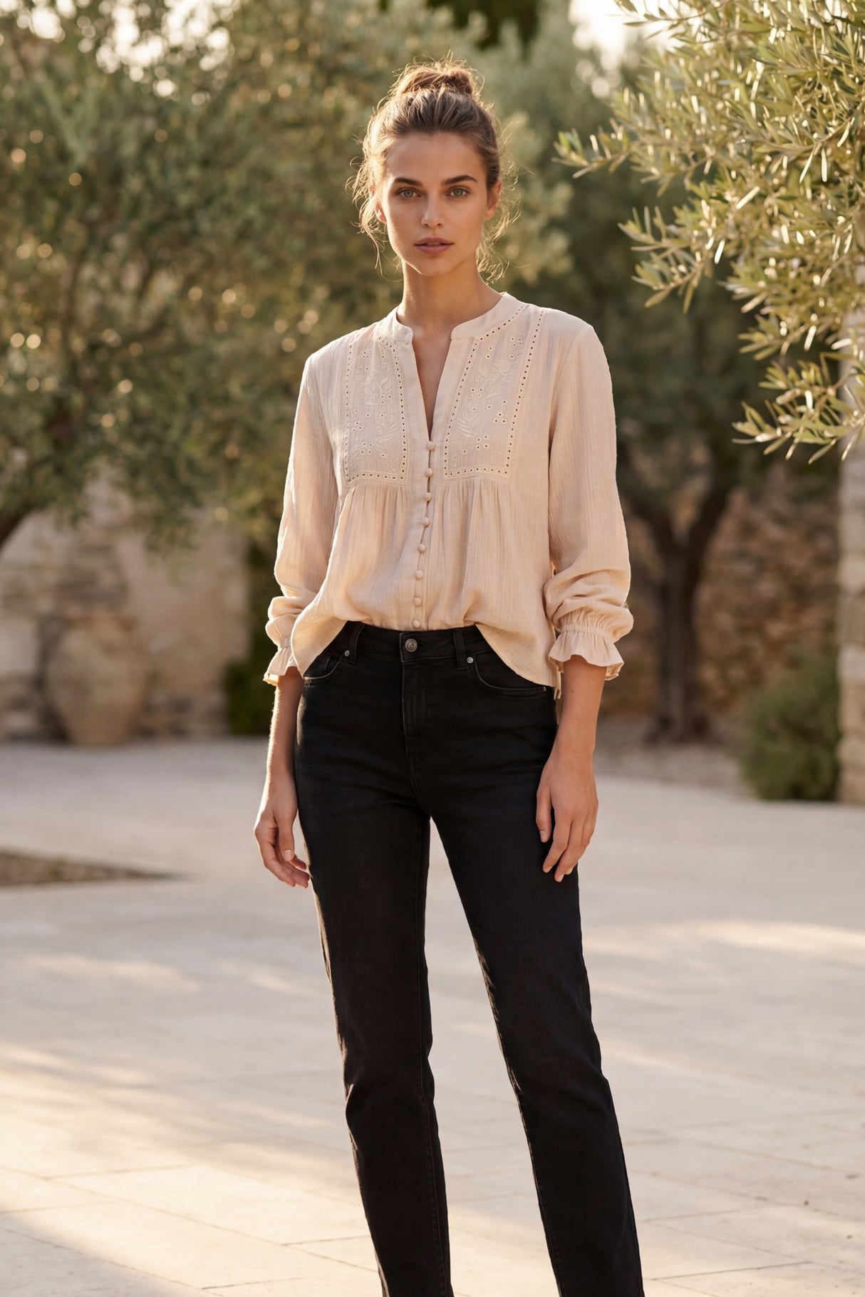 Whitney Chemise Boutonnée Détails Brodés