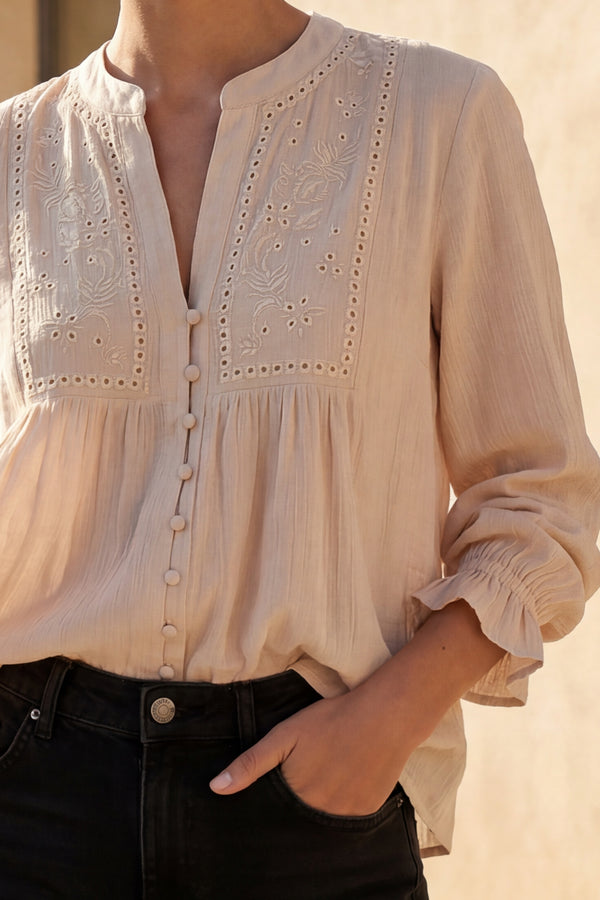 Whitney Chemise Boutonnée Détails Brodés