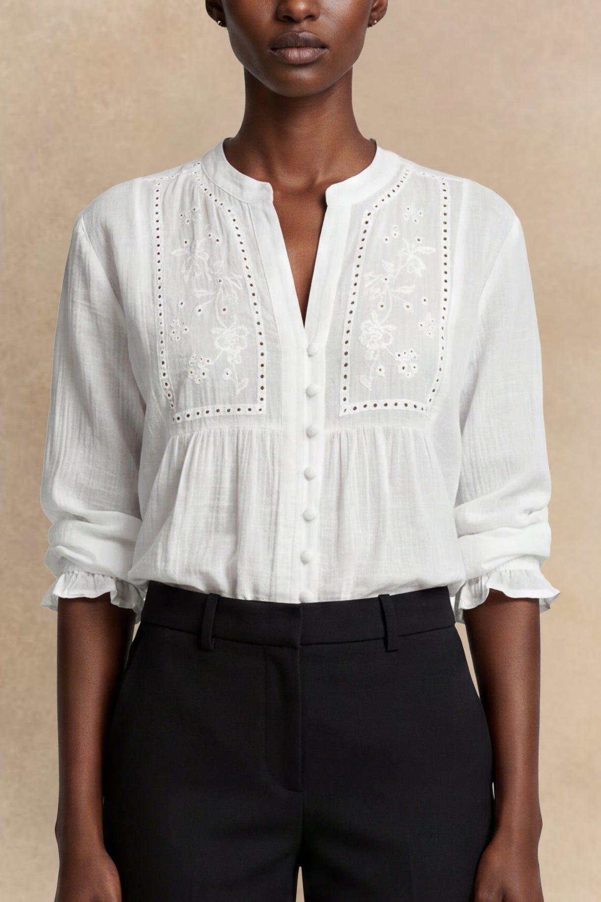 Whitney Chemise Boutonnée Détails Brodés