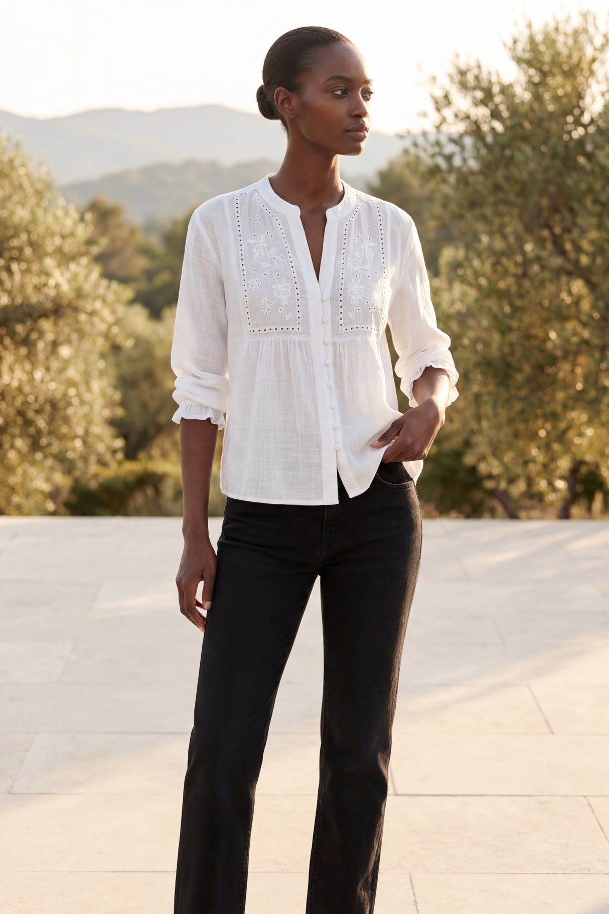 Whitney Chemise Boutonnée Détails Brodés