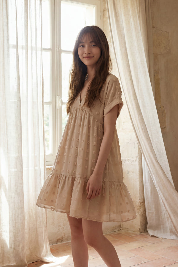 Yolanda Robe Mini Pois Suisses Ourlet volant